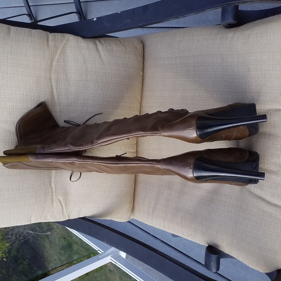 Stuart Weitzman Over The Knee Stiletto Lace-up Boots Size 7.5 - Picture 6 of 8